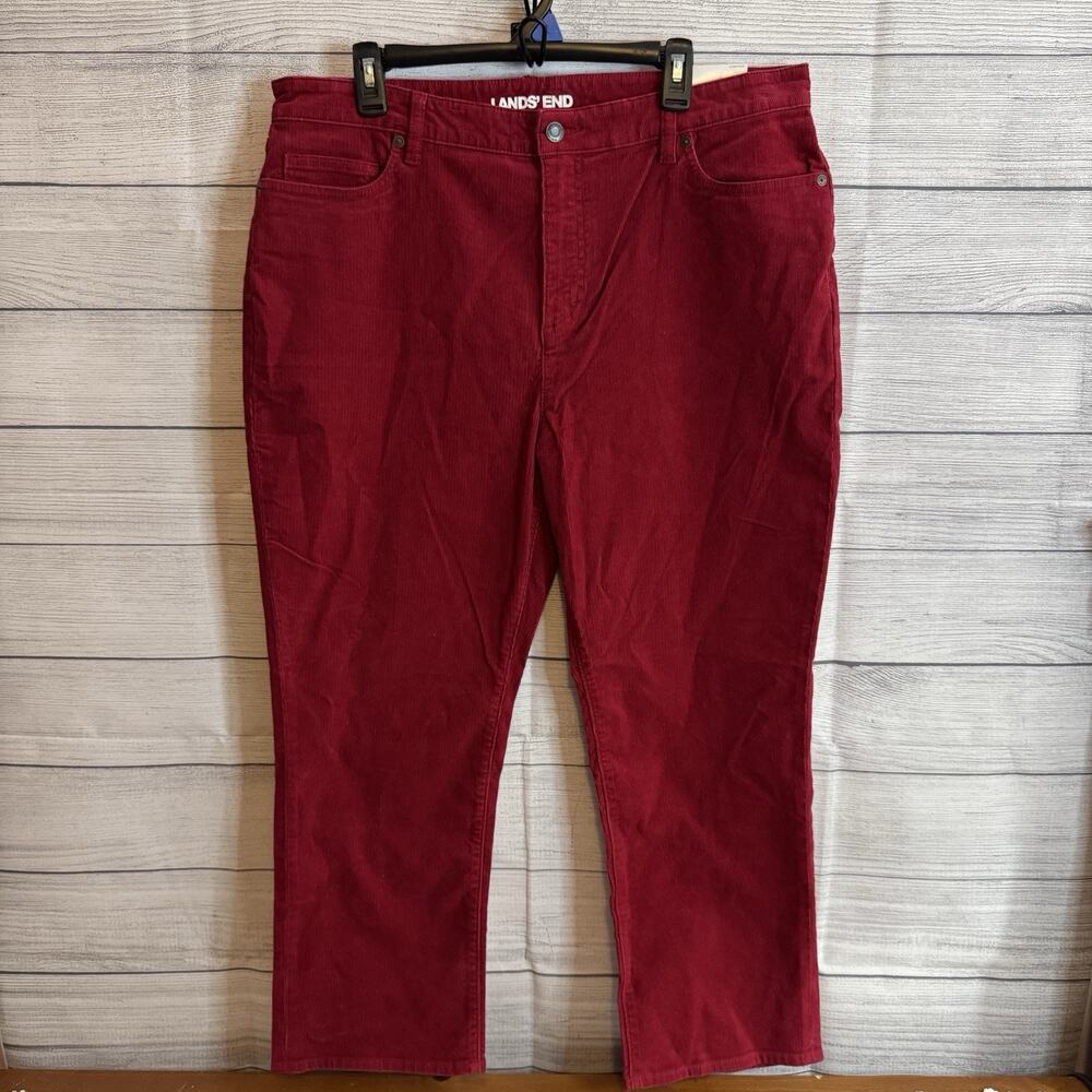 Lands End Women Size‎ 18P Pants Red Corduroy Bootcut Mid Rise Cotton Stretch